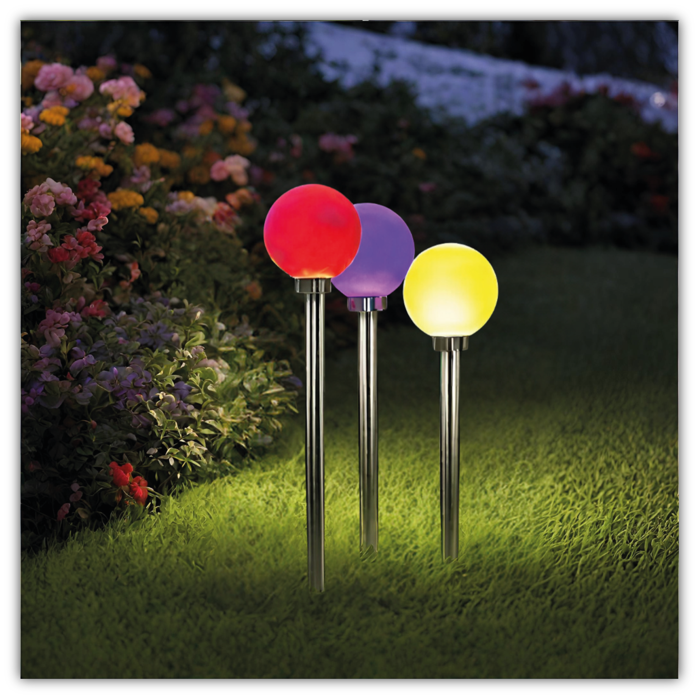 Bunte Solar-Gartenlampen 3er-Set