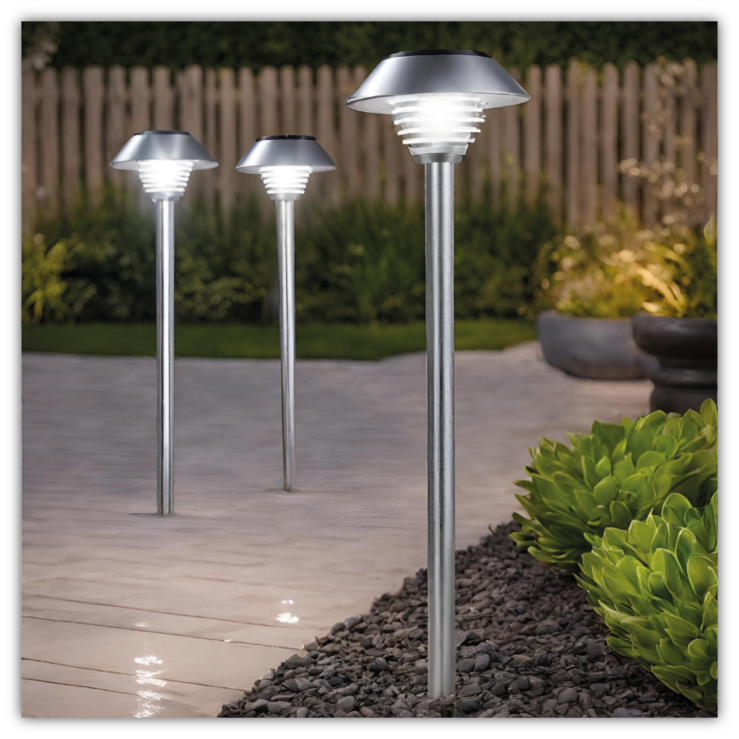 Solarlampe Aluminium mit Erdspieß 2er Set